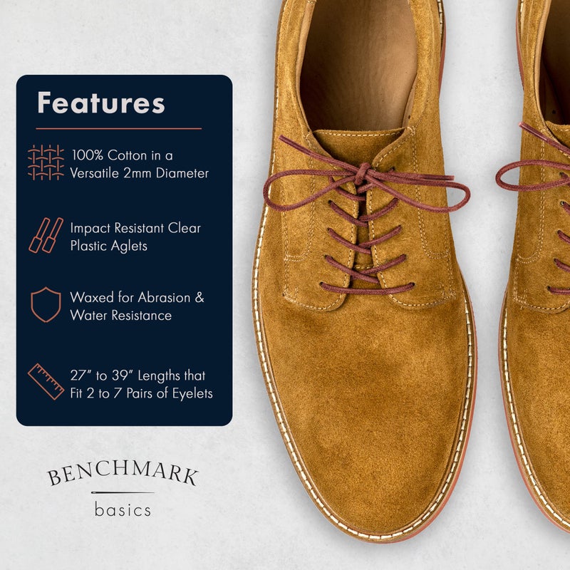 Benchmark Basics Brick Red 30" Round Waxed Cotton Shoelaces | 2mm (5/64â€) Width (30 Inches, Brick Red) - Image 2